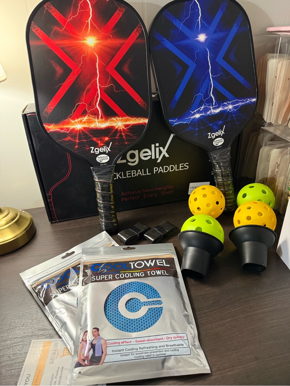 Pickleball Paddle Set with Neon Yellow & Blue Balls